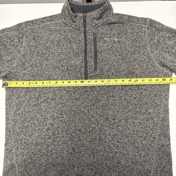 Eddie Bauer Men’s Large Quarter Zip Pullover Grey Fleece Sweater Jacket Coat Mid - Picture 7 of 9